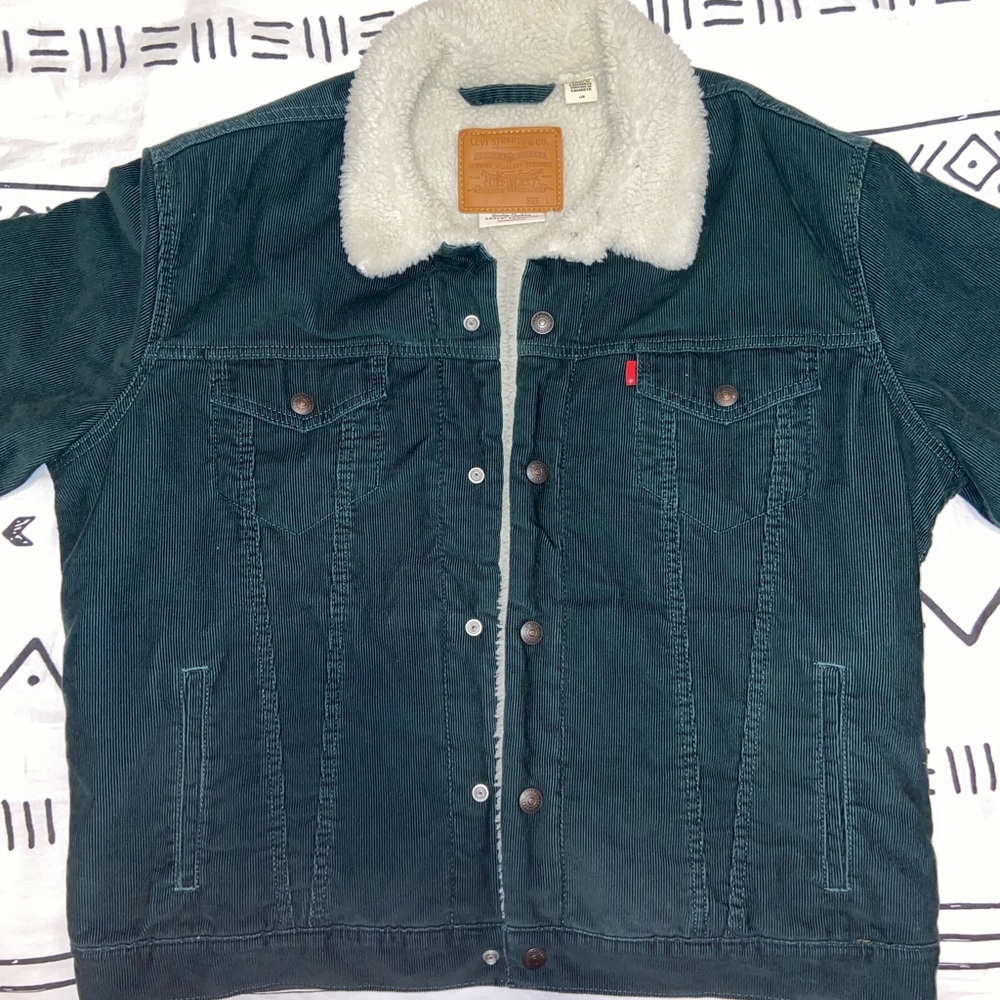 Levi’s Pine Green Corduroy Sherpa Lined Jacket